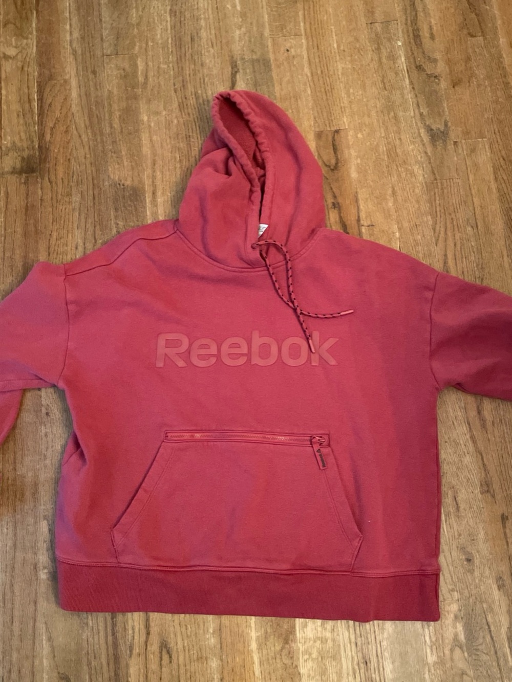 Reebok Rose Red Hooded Sweatshirt with Embossed Logo